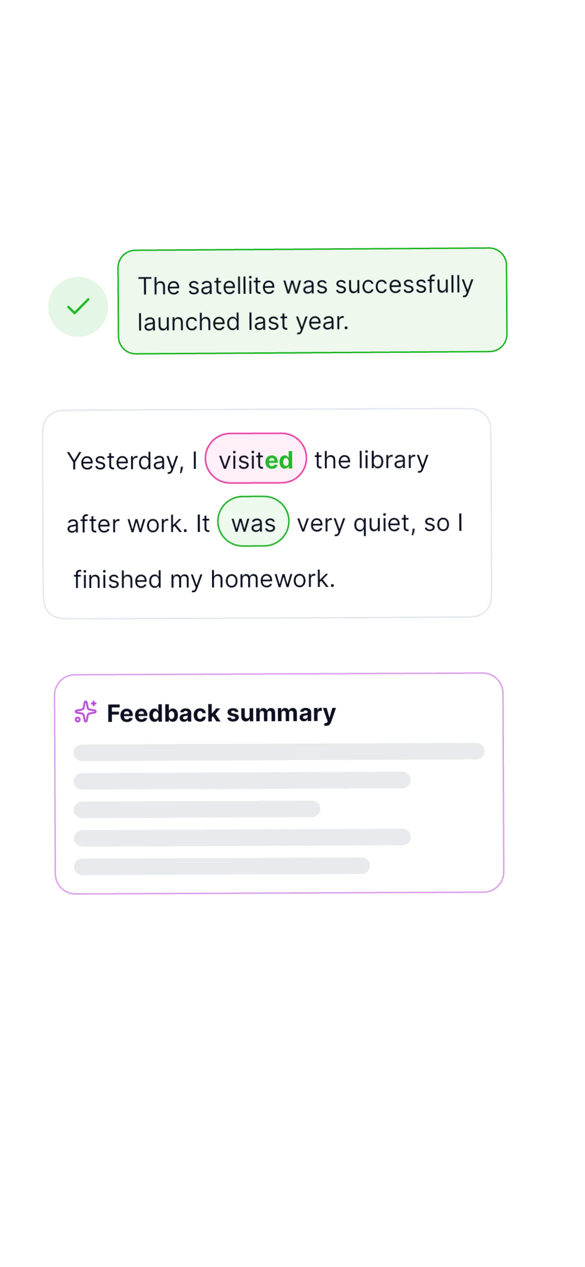 Feedback summary card from onboarding